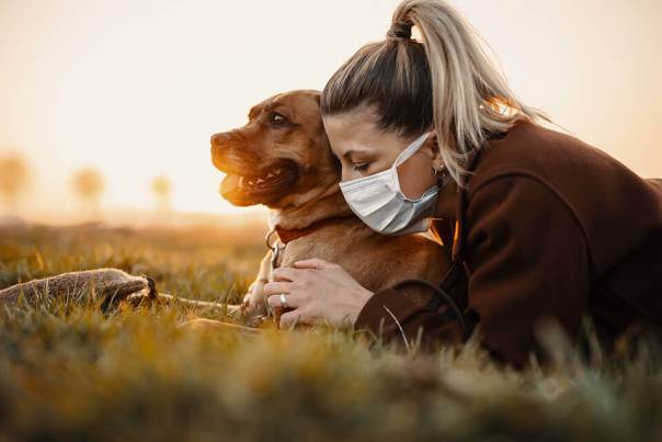 A woman with her dog